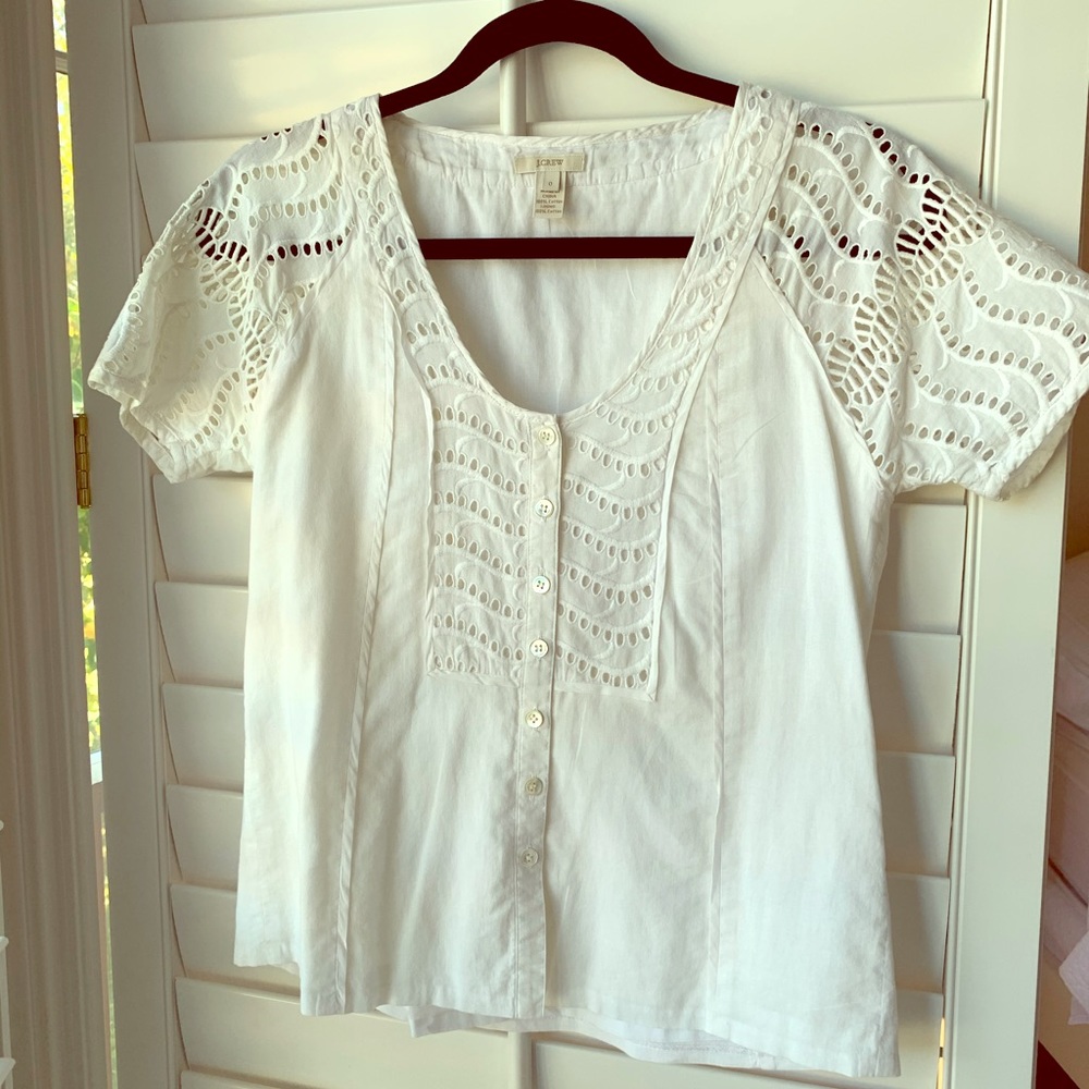 J. Crew white peplum top